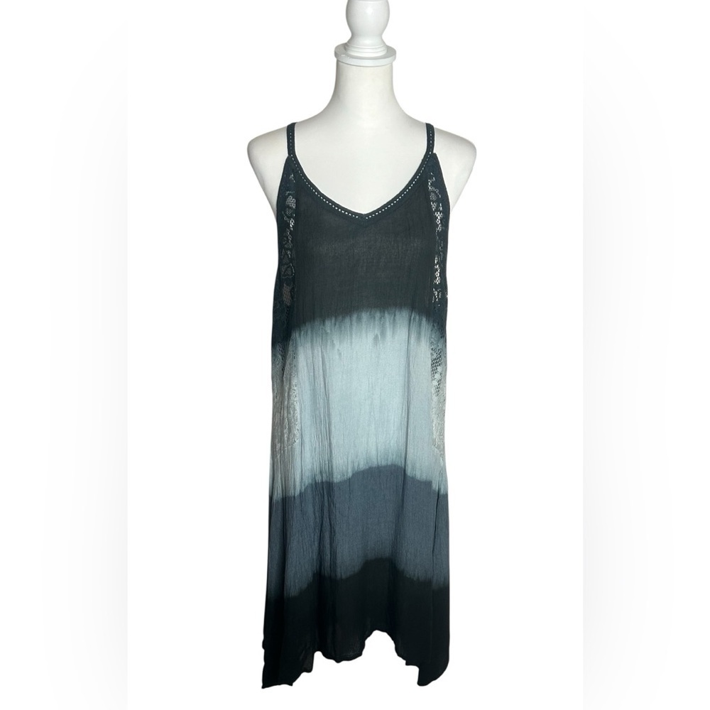 NWT Cute Options tie-dye ombré midi dress with lace cut out sz M Boho Beach Y2K